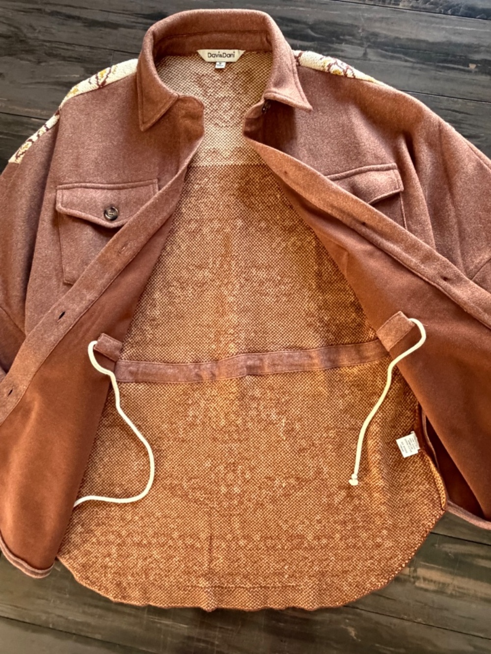 NEW Davi & Dani Jacket Button Front Drawstring Waist Front Chest Pockets Boho - Picture 3 of 16